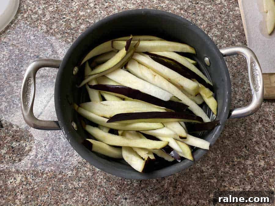 Summer Eggplant Jerky Recipe: Crispy Savory Plant-Based Snack 6 Eggplant slices in colander