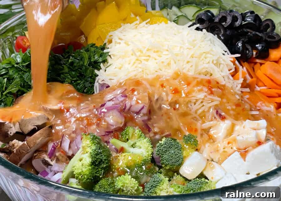 Serving pasta salad