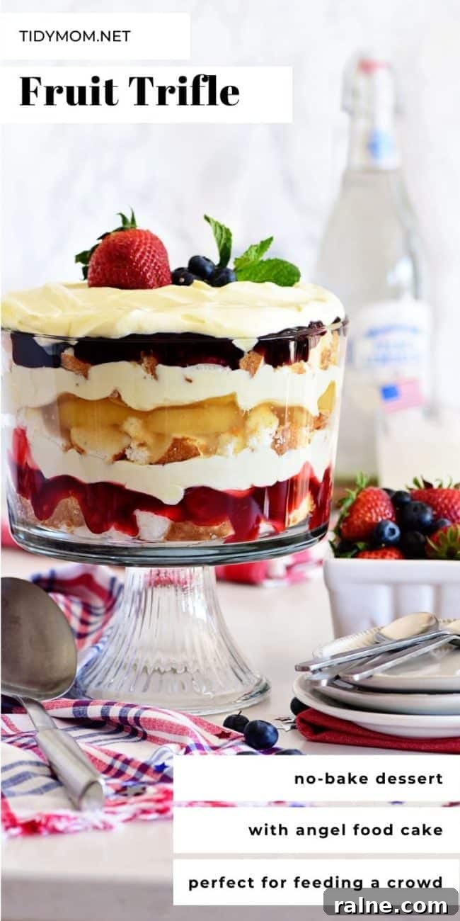 Delicious Mixed Fruit Trifle Recipe for Parties and Weekends 11 Red white and blue fruit trifle layered dessert