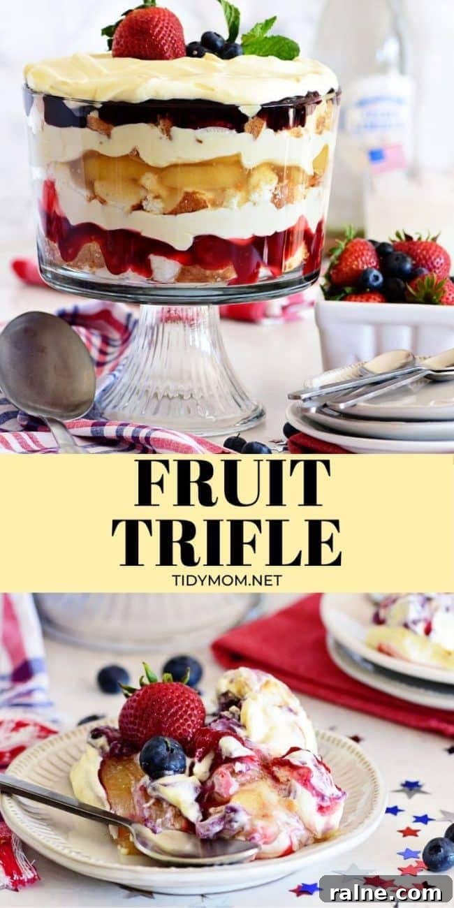 Delicious Mixed Fruit Trifle Recipe for Parties and Weekends 8 fruit trifle with pie filling in a dessert bowl and on a plate