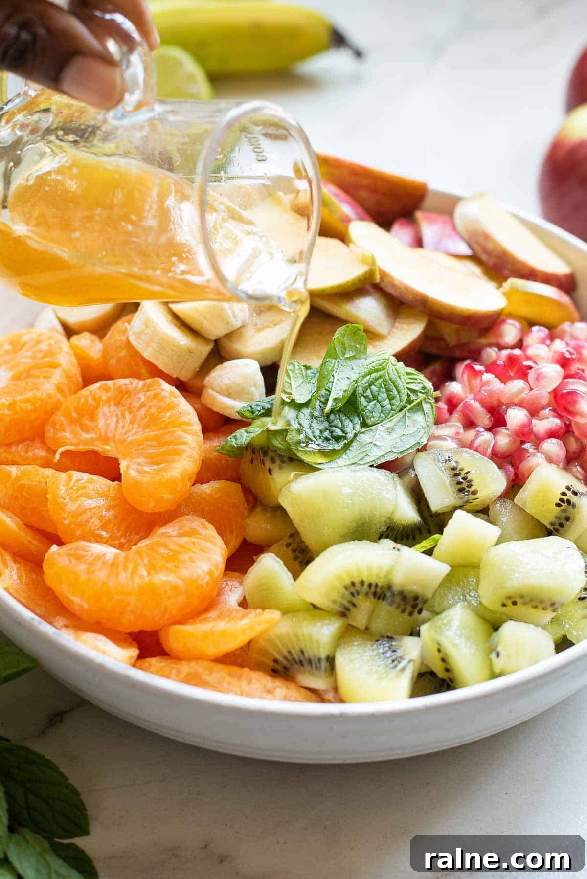 close up of a bowl of fresh fruit.