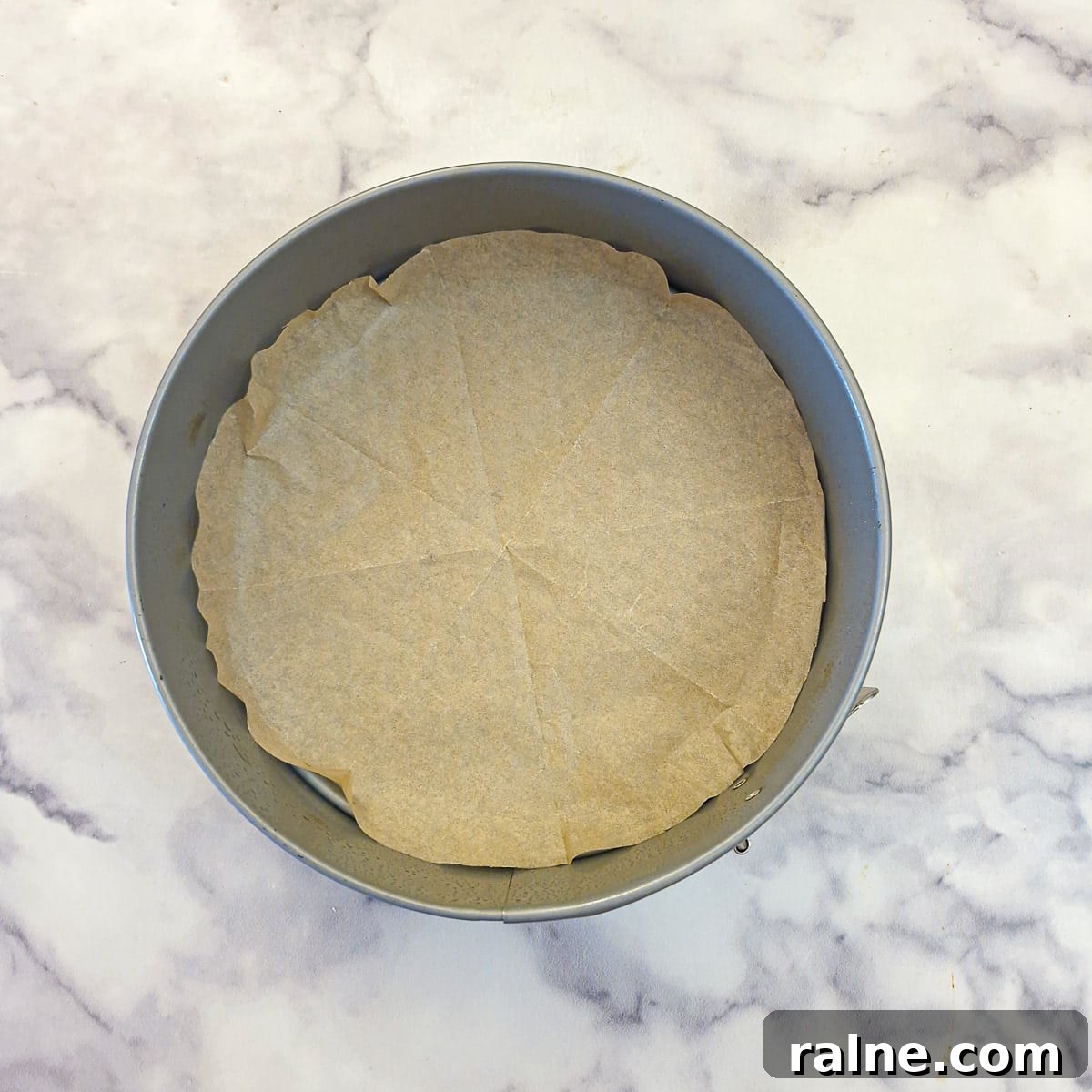 Light Mascarpone Strawberry Cake Without Butter — Moist Summer Dessert 10 An 8-inch diameter springform cake pan lined with a circle of baking parchment.