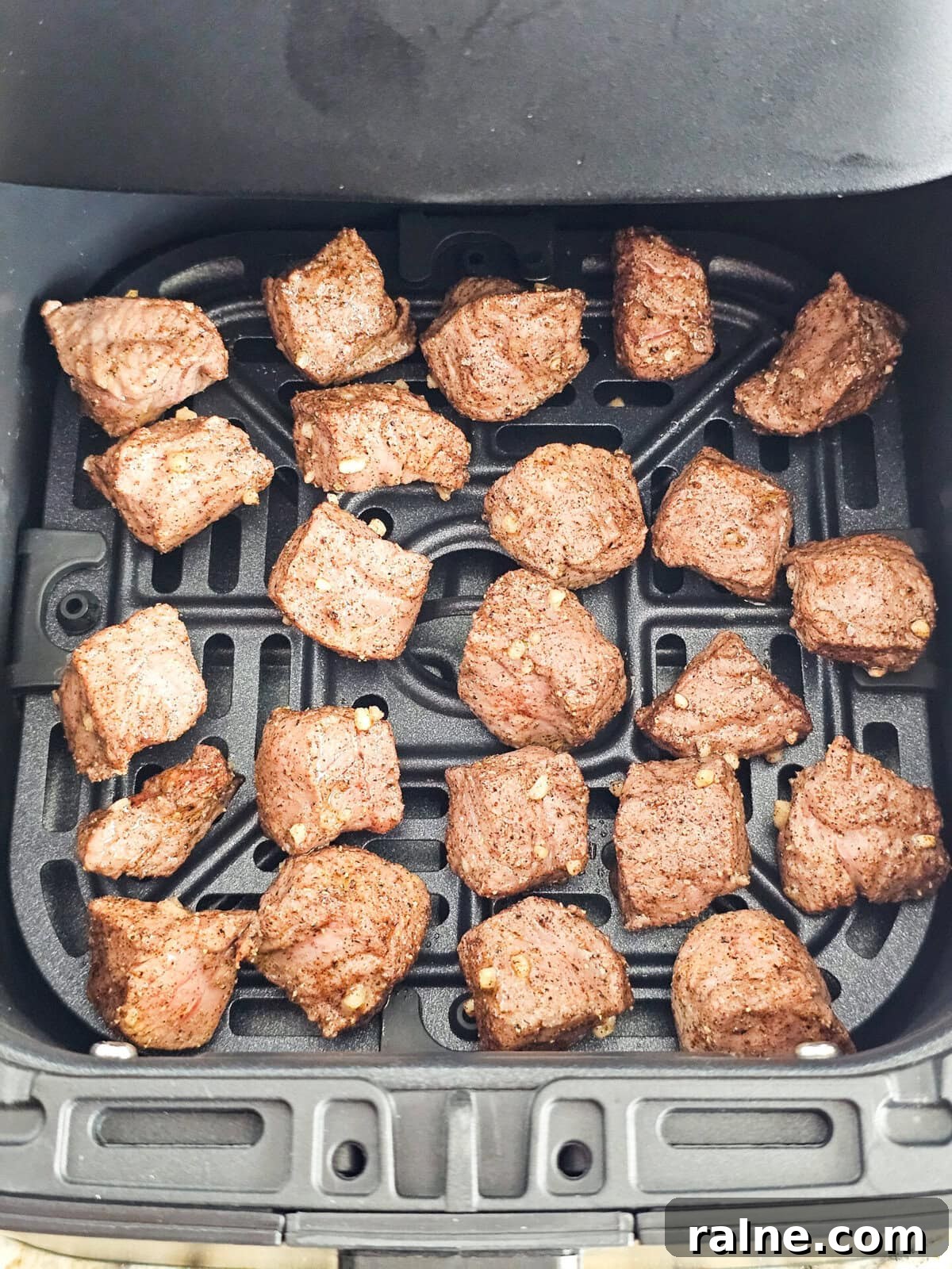 Steak bites flipping in basket