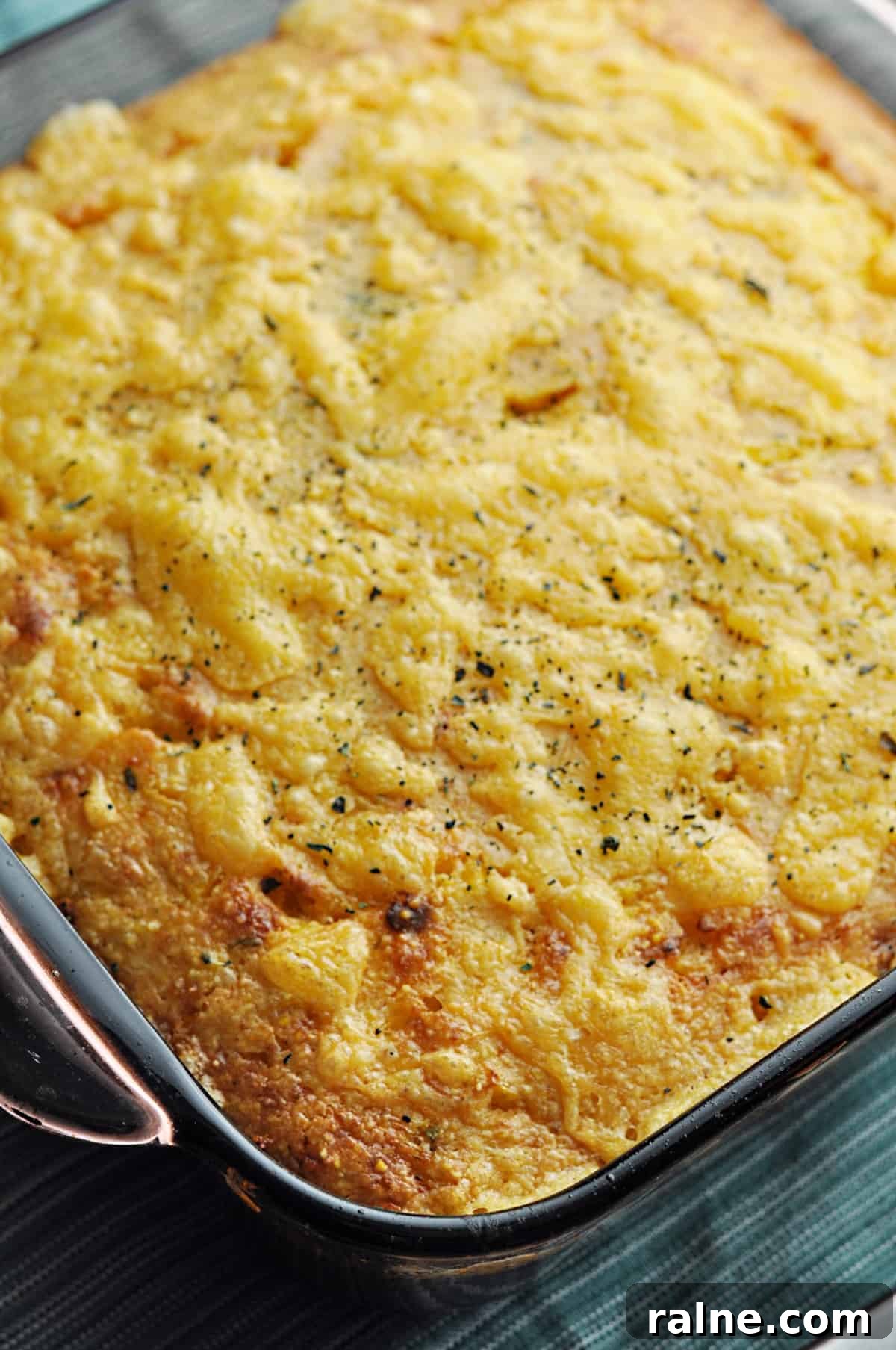 Cornbread casserole right out of the oven