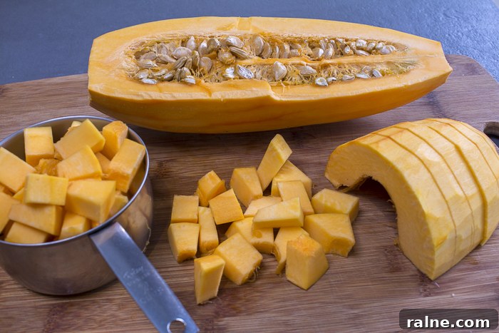 Peel and cut squash into a 1/2 " dice. See recipe for details