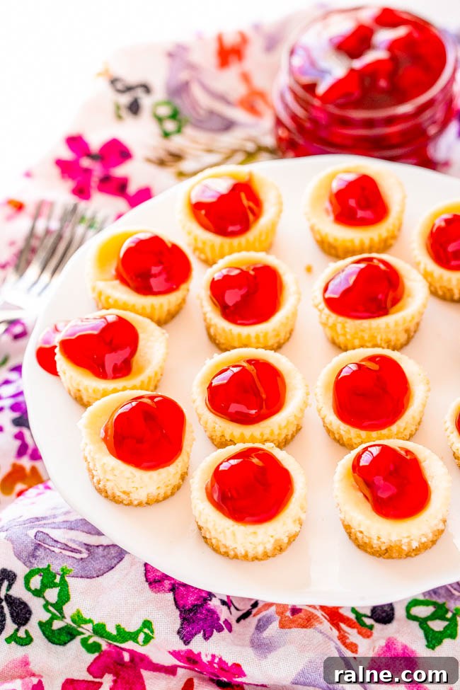 Blender-Batter Self-Crust Cheesecake Recipe That Sets Quickly 9 Mini Cherry Cheesecakes