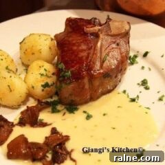 Pan-Seared Lamb Chops with Garlic Cream Sauce and Porcini Mushrooms 5 pan fried lamb chops with garlic cream and porcini mushrooms