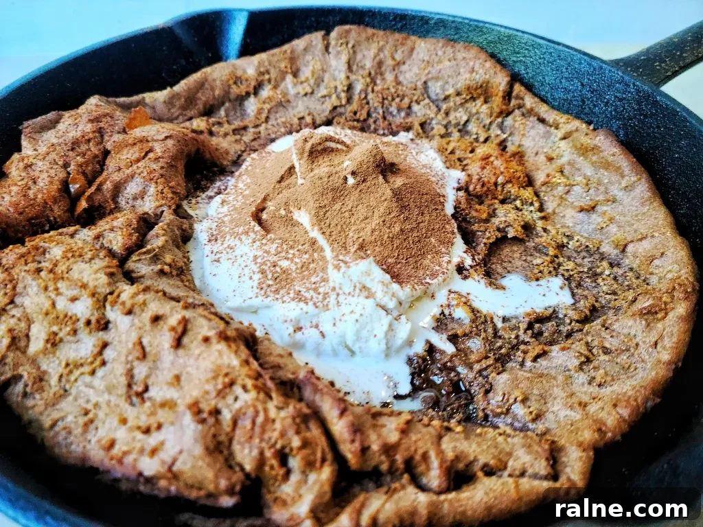 chocolate Dutch Baby Pancake with whipped cream