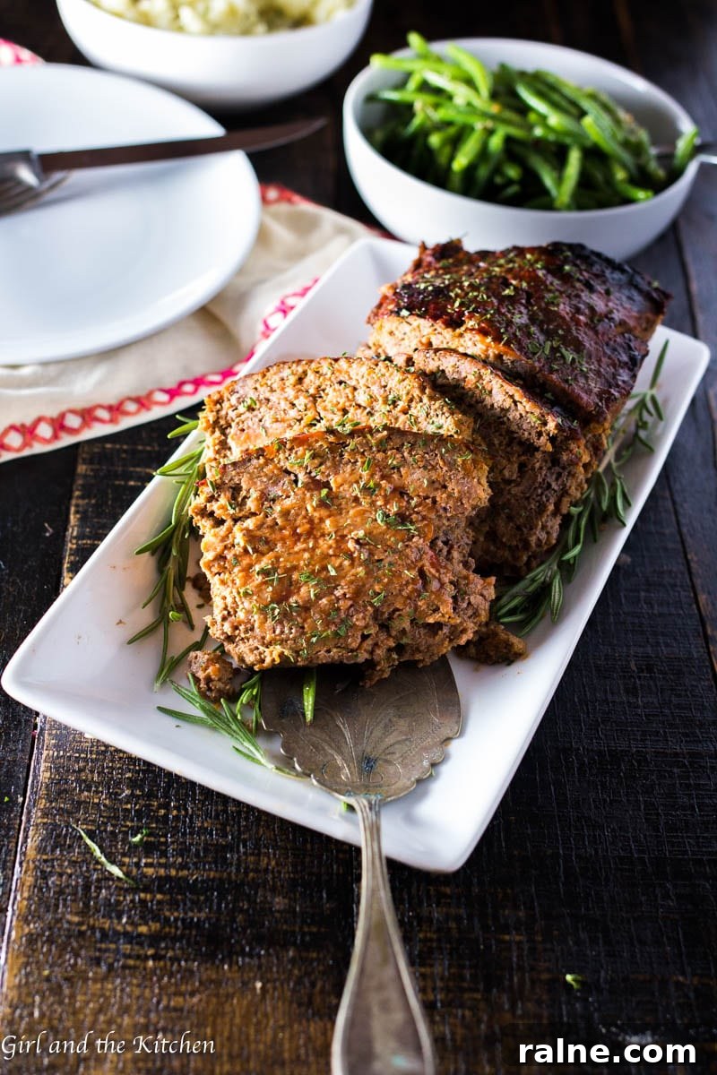Moist turkey meatloaf on a cutting board
