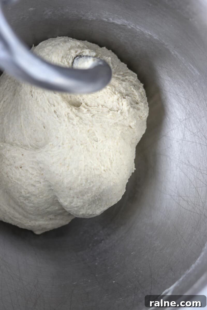 Soft Swedish Tunnbröd Recipe: How to Make Traditional Flatbreads 5 Flatbread dough in a metal bowl.