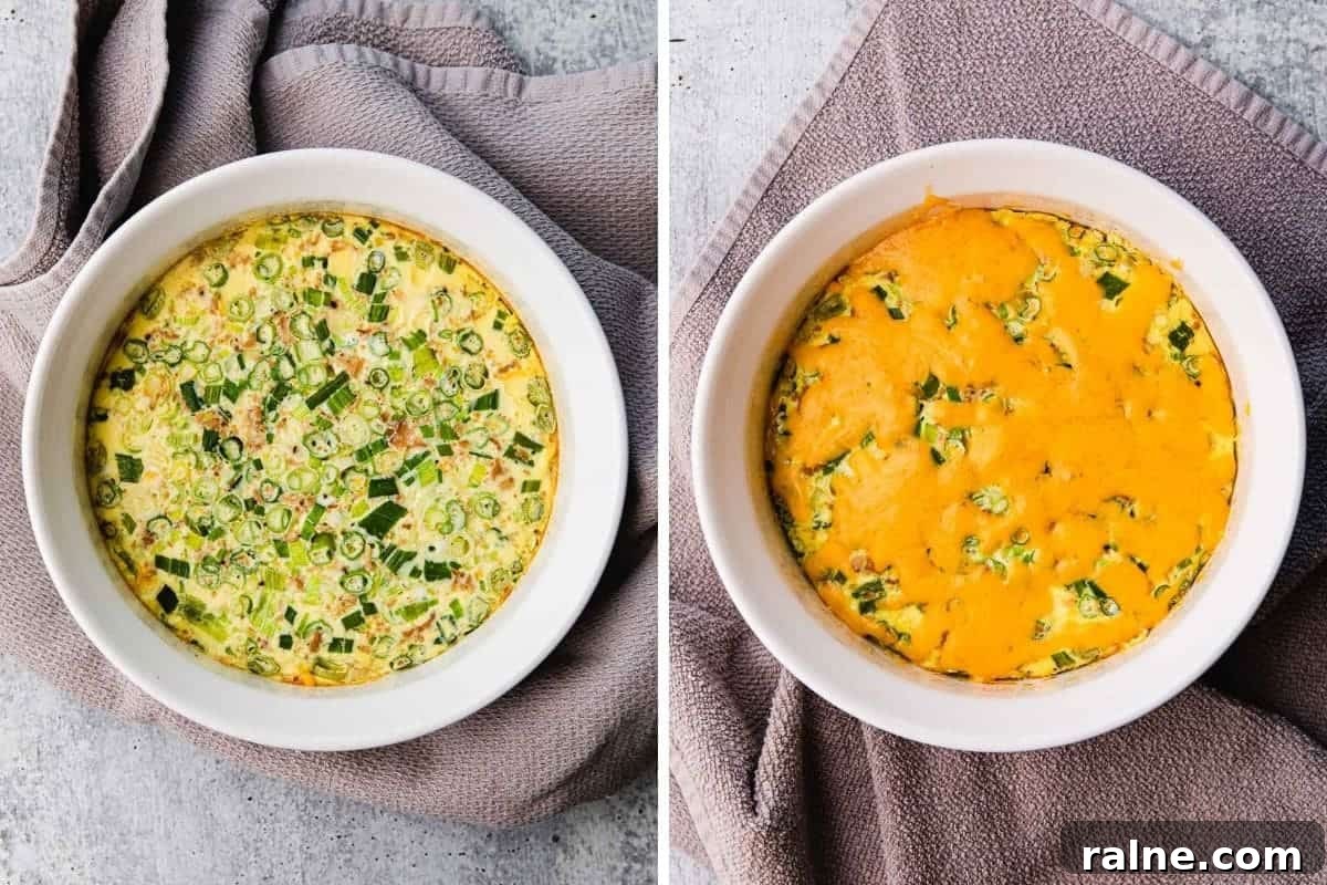 Instant Pot Egg and Sausage Breakfast Casserole 8 Cooked breakfast casserole with melted cheese on top.
