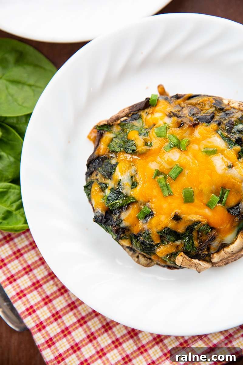 Stuffed Portobello plated and ready to eat.