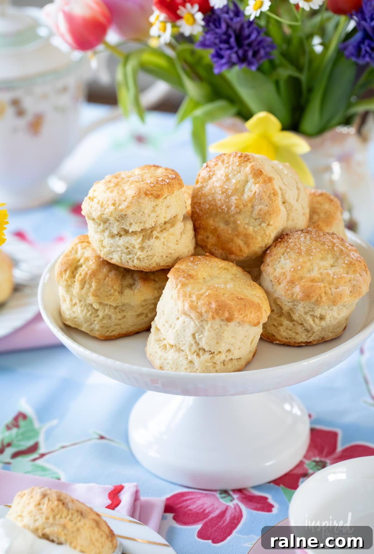 small cake stand filled with homemade scones.
