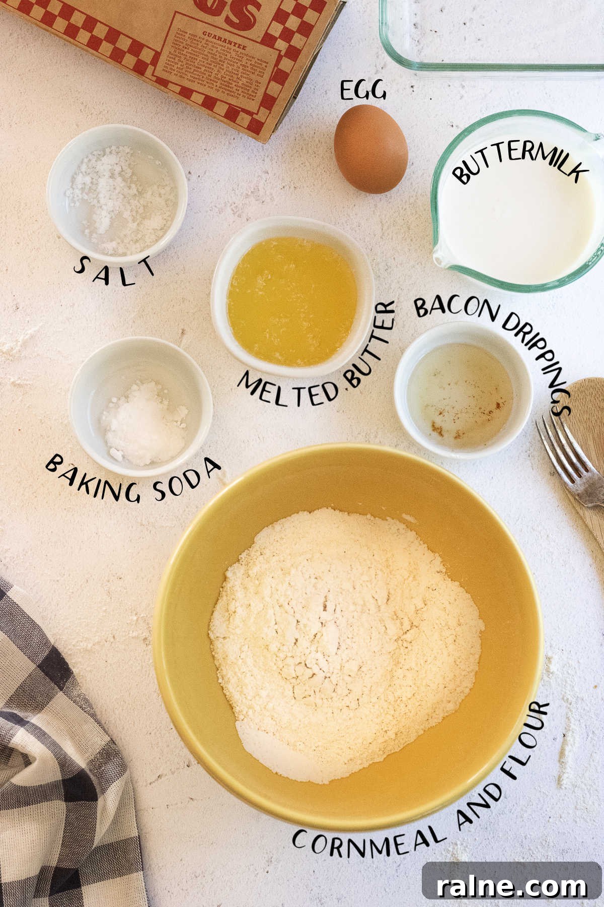 Ingredients for cornbread.