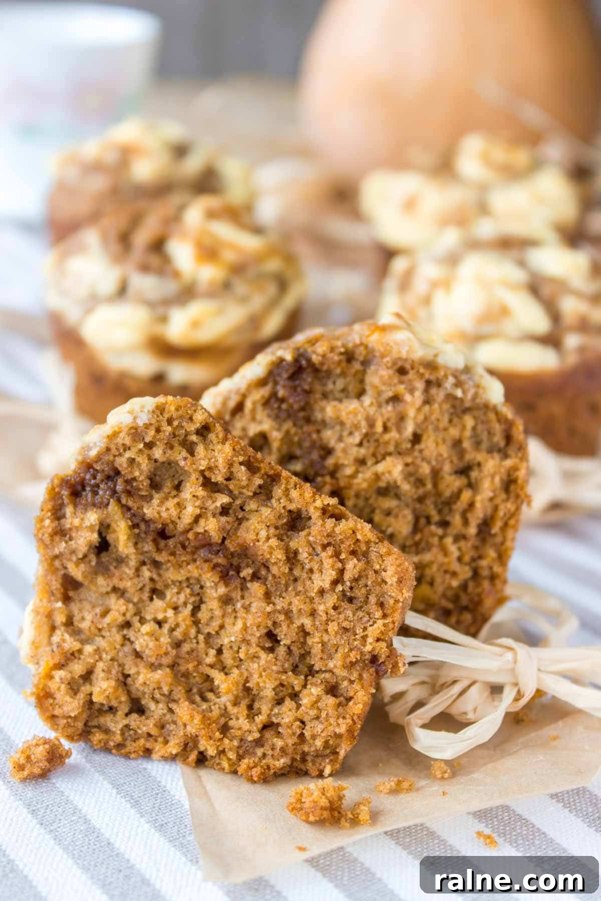 Pumpkin Cheesecake Muffins closeup