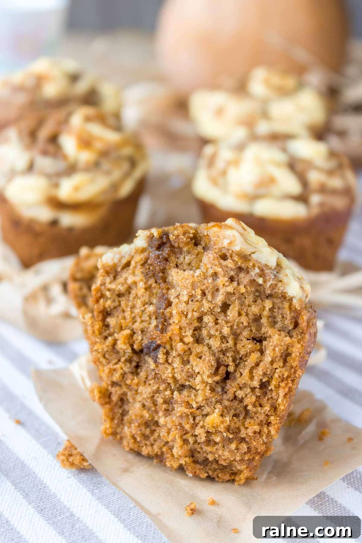 Pumpkin Cheesecake Muffins stacked