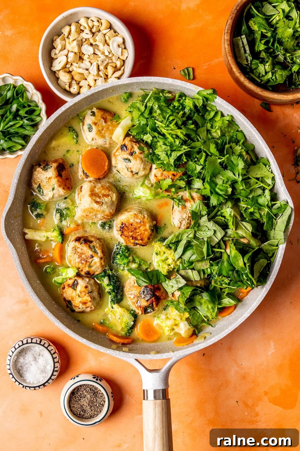 Chicken Meatballs in Creamy Thai Green Curry Sauce 11 How to Make Chicken Meatballs in Green Curry Sauce Step 6 - Olivia Adriance