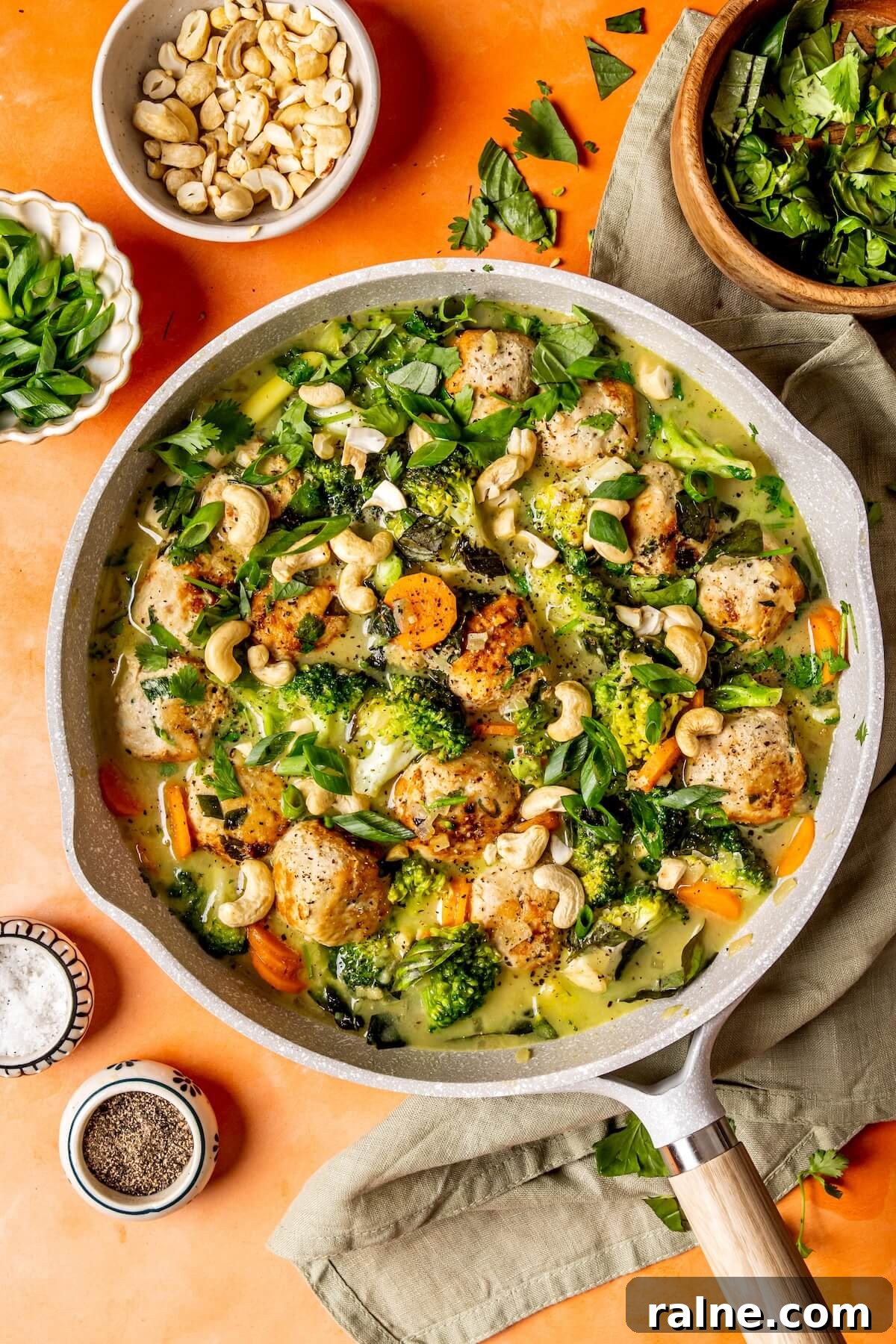 Chicken Meatballs in Creamy Thai Green Curry Sauce 12 Chicken Meatballs in Green Curry Sauce - Olivia Adriance