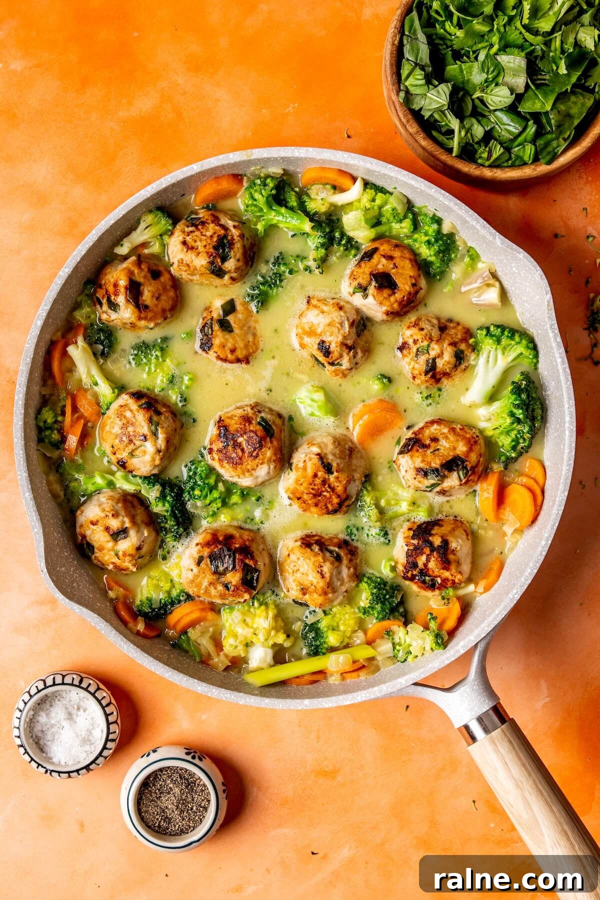 Chicken Meatballs in Creamy Thai Green Curry Sauce 10 How to Make Chicken Meatballs in Green Curry Sauce Step 5 - Olivia Adriance