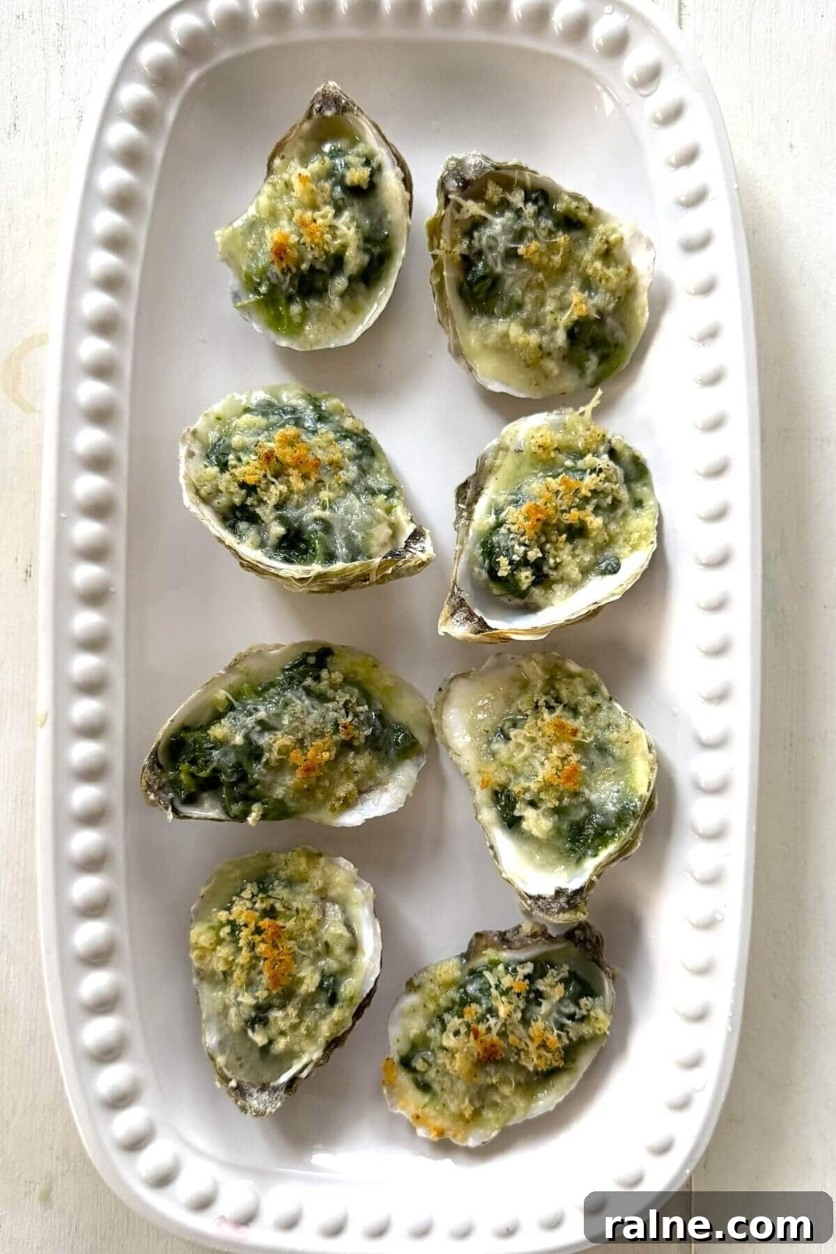 Oysters Rockefeller with Frozen Creamed Spinach: Quick Recipe 12 A plate of oysters Rockefeller for serving.