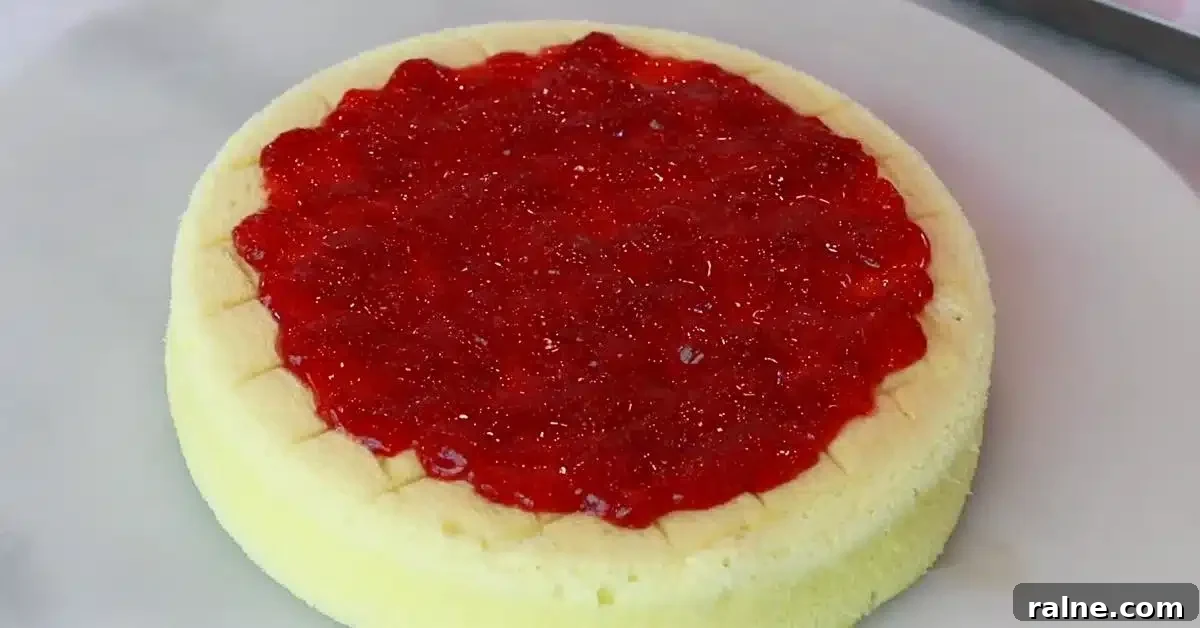 Decadent Strawberry Cream Layer Cake Recipe 18 spread strawberry jam on top of the sponge cake to make strawberry cream cake
