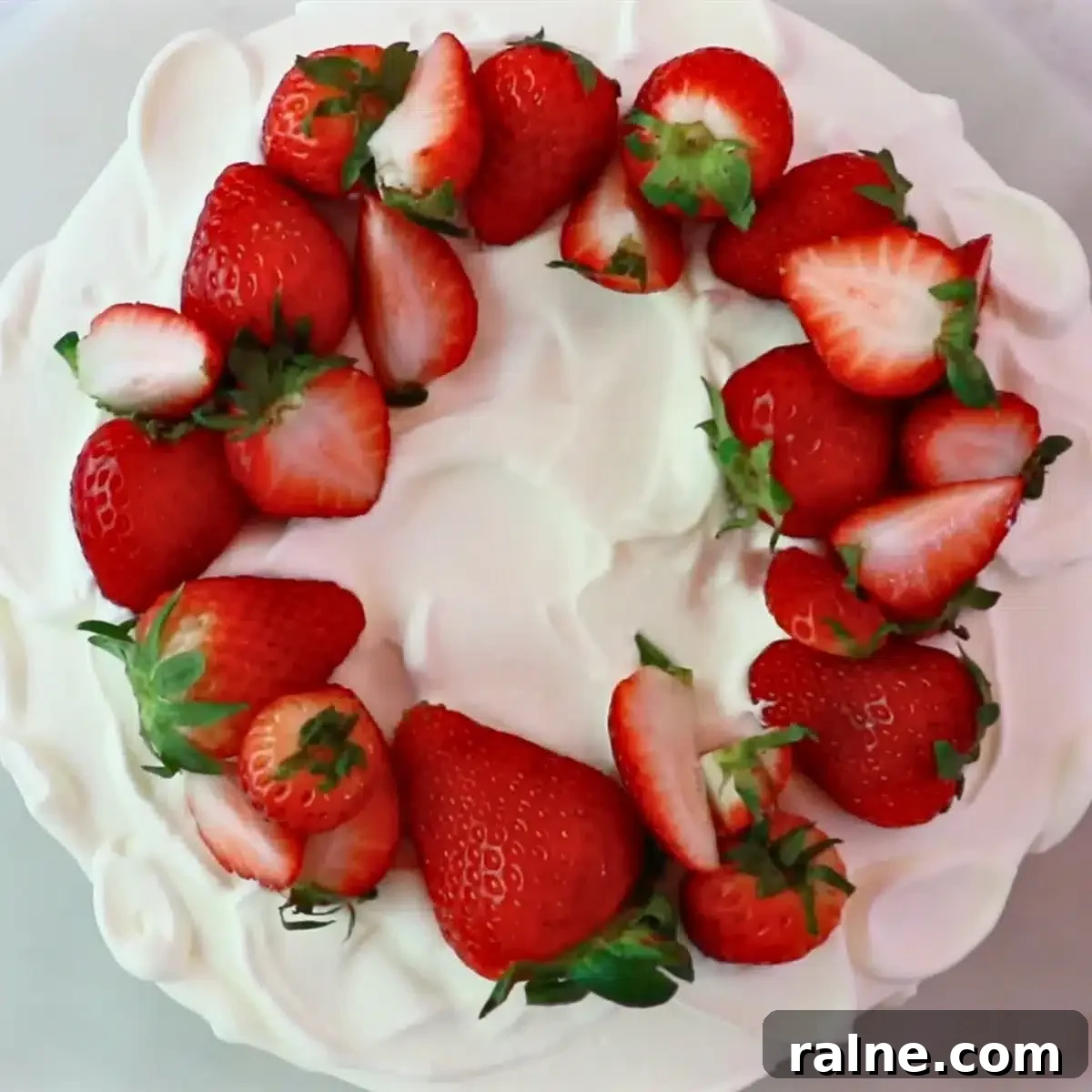Decadent Strawberry Cream Layer Cake Recipe 3 fluffy strawberry cream cake frosted with whipped cream