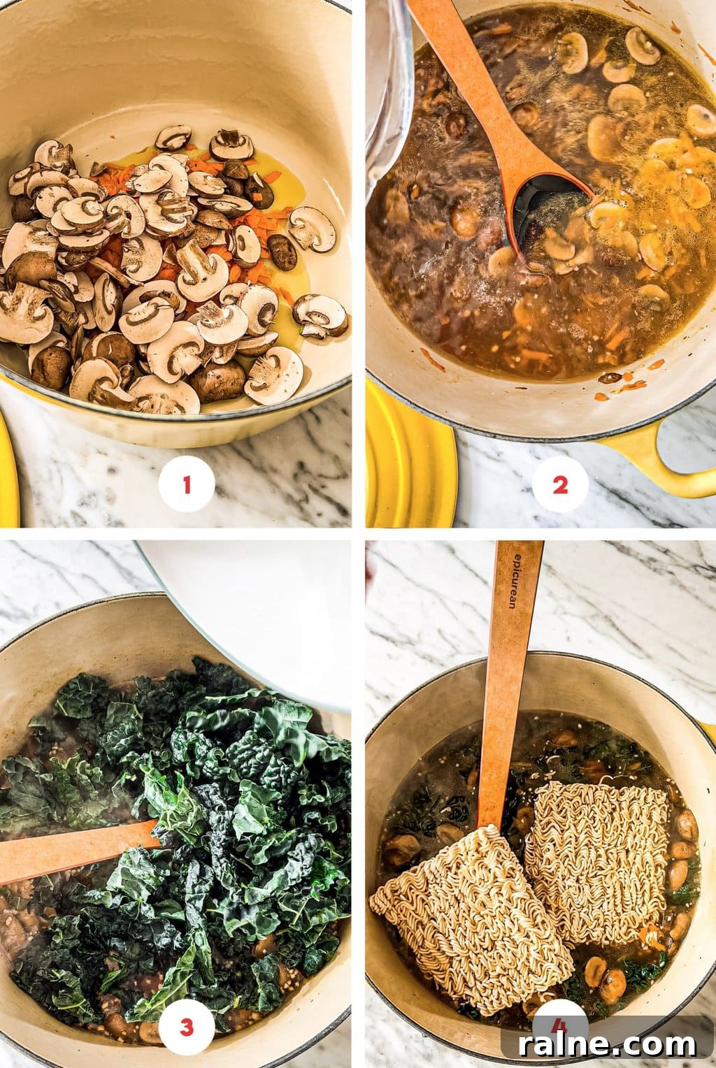 Step by step how to make homemade ramen in a dutch oven