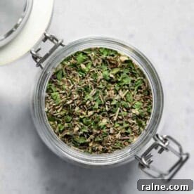 Homemade Italian Seasoning Blend: Simple Recipe for Authentic Flavor 4 top view of italian seasoning in a jar