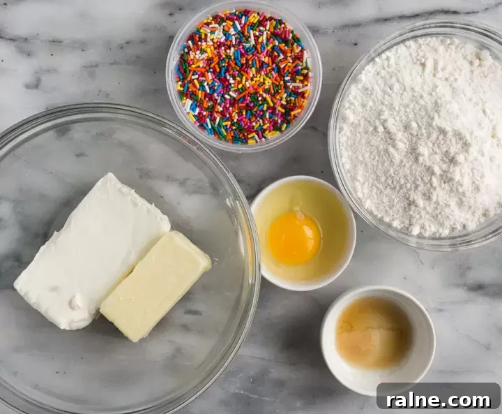 overhead shot of cake mix cookies ingredients
