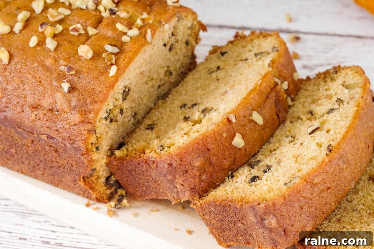 Dairy-Free Pumpkin Walnut Bread Recipe 16 Sliced Dairy-free Pumpkin bread.