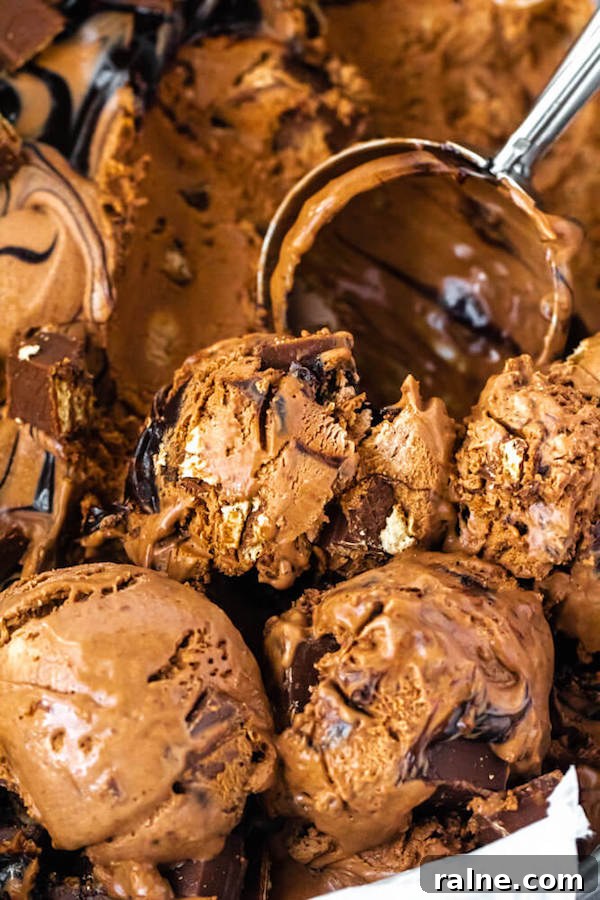 No-Churn Kit Kat Ice Cream no-churn chocolate ice cream loaded with chopped kit-kats and swirled with hot fudge sauce