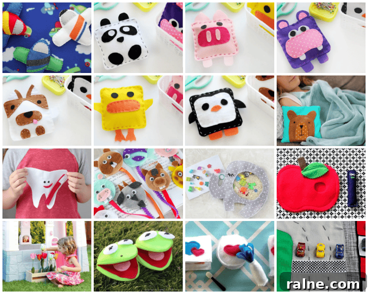 30 Felt Craft Ideas for Toys, Gifts and Home Decor 3 collage of felt toy sewing projects