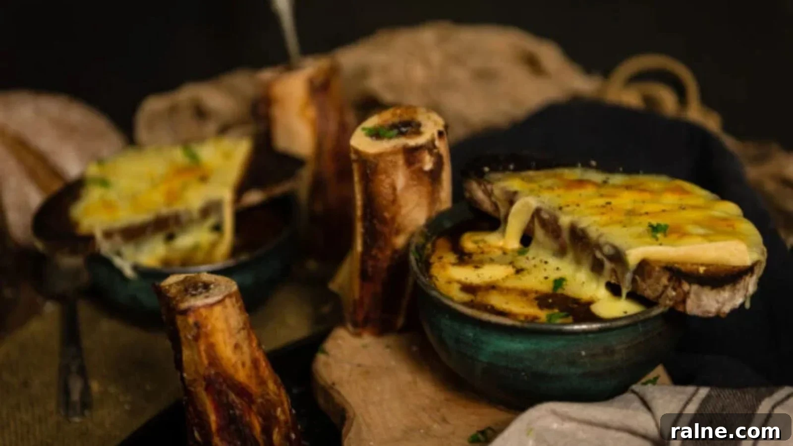 17 Comforting Soup Recipes for Quiet Evenings 14 French onion soup topped with roasted bone marrow on thick toast.