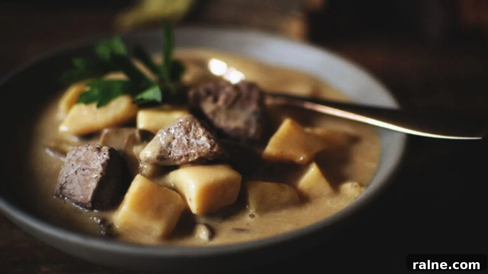 17 Comforting Soup Recipes for Quiet Evenings 16 Steak and potato soup hearty with chunks of beef and potatoes.