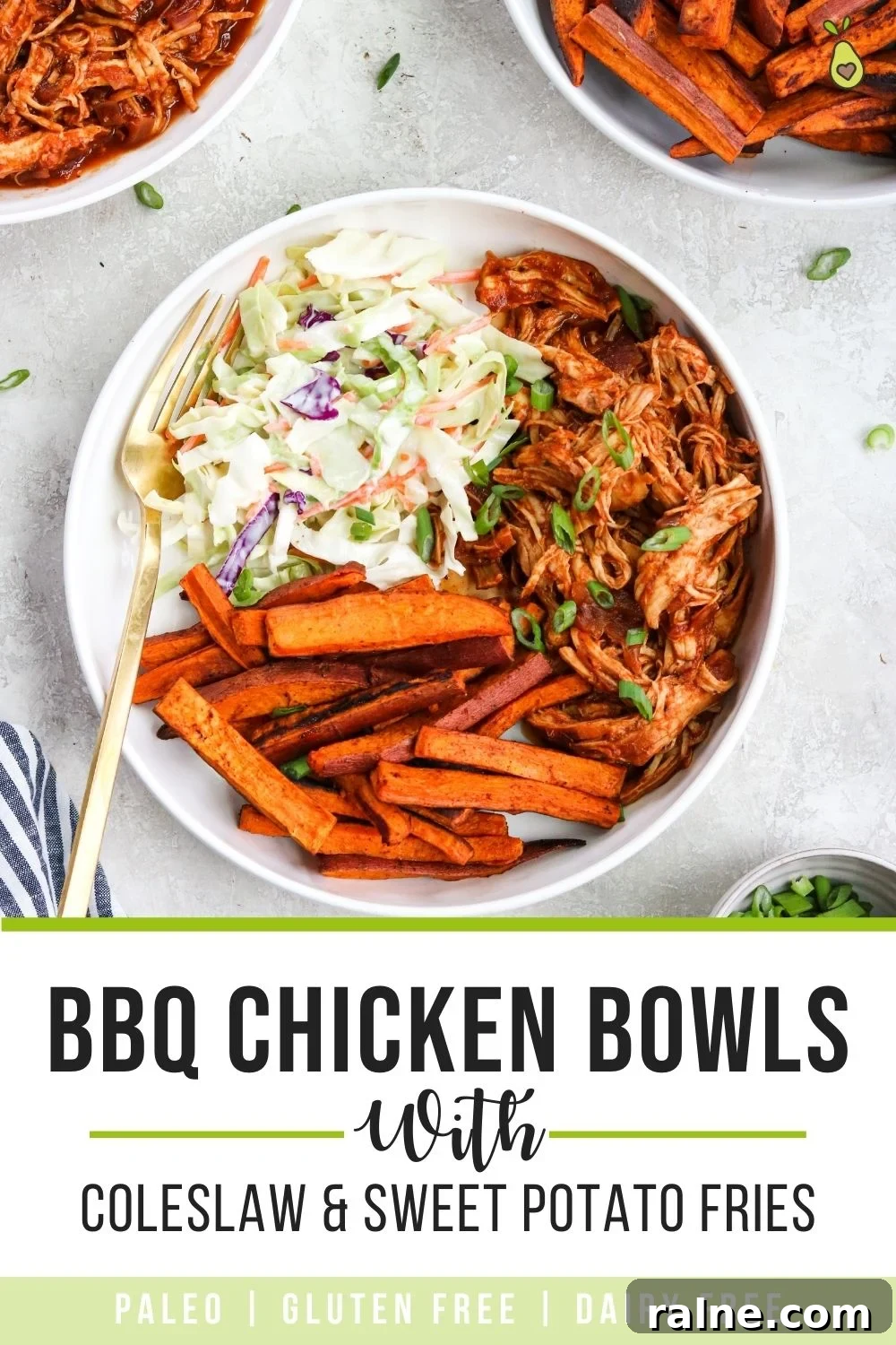 Instant Pot BBQ Chicken Bowls with Tangy Coleslaw Recipe 8 BBQ Chicken bowls longpin for Pinterest