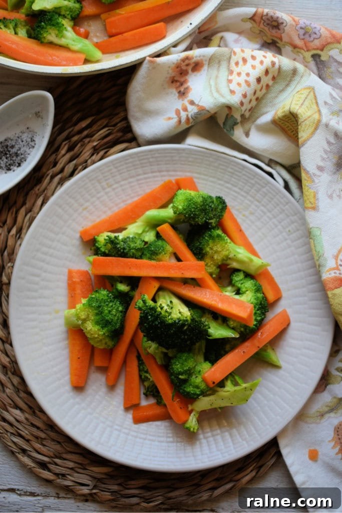 Butter-Sautéed Broccoli and Carrots Recipe for Flavorful Sides 8 Table setting of the butter sauteed broccoli & carrots