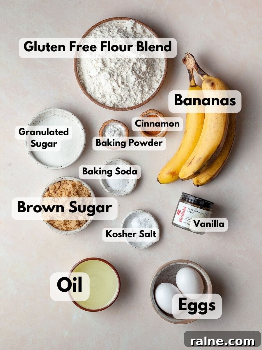 a tray with ingredients to make an easy gluten free banana bread