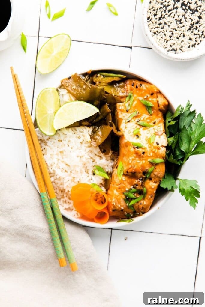 Instant Pot Salmon: Perfect Fresh or Frozen Fillets in Minutes 5 glazed salmon in a bowl with chopsticks