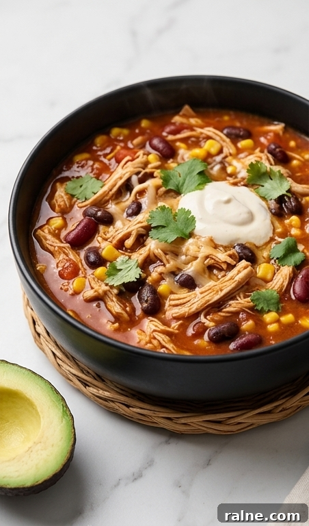 Served chicken taco chili
