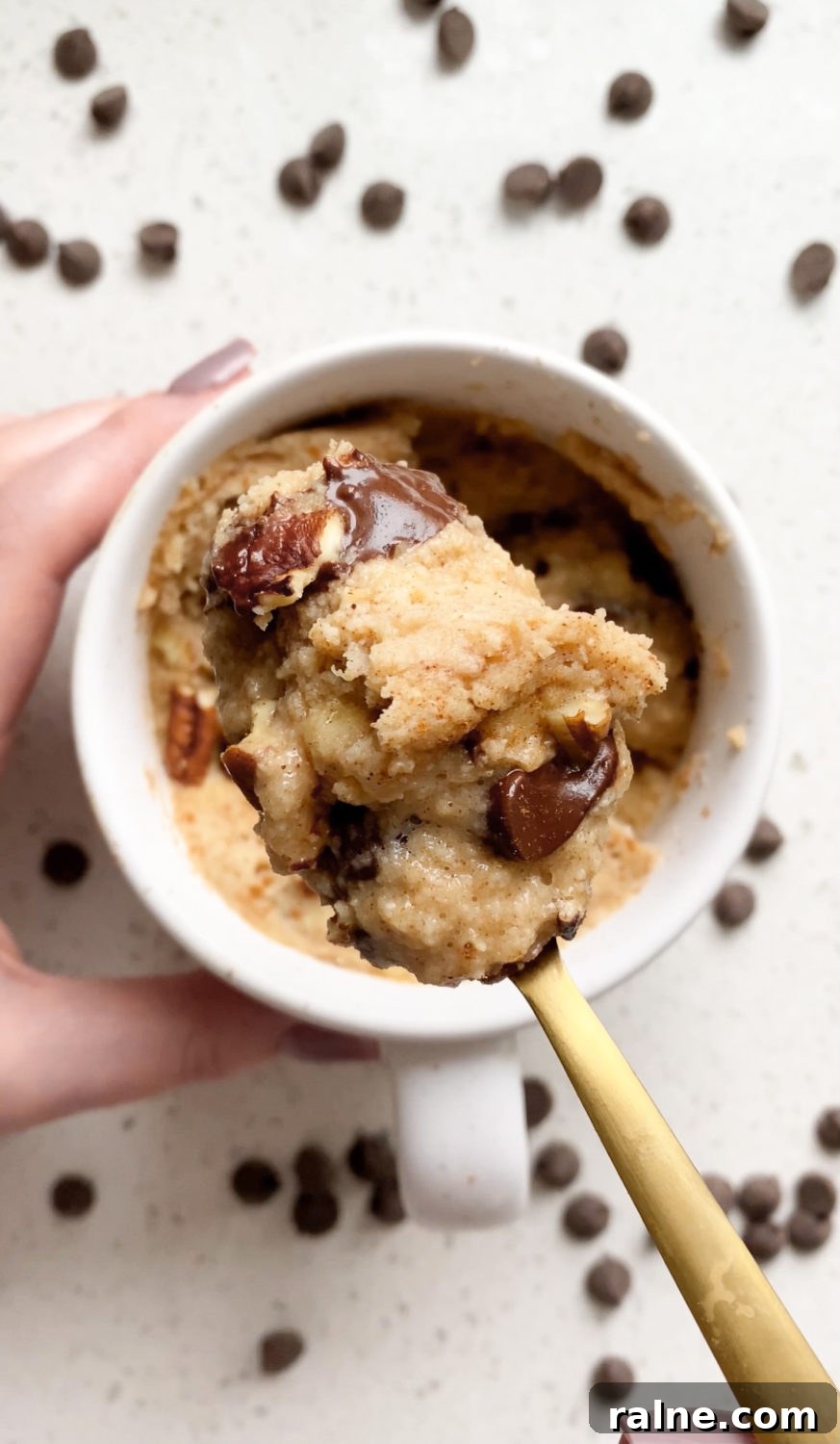 Gluten-Free Banana Bread Mug Cake Recipe (Quick Single-Serve) 4 healthy glutenfree banana bread mug cake with melted chocolate chips